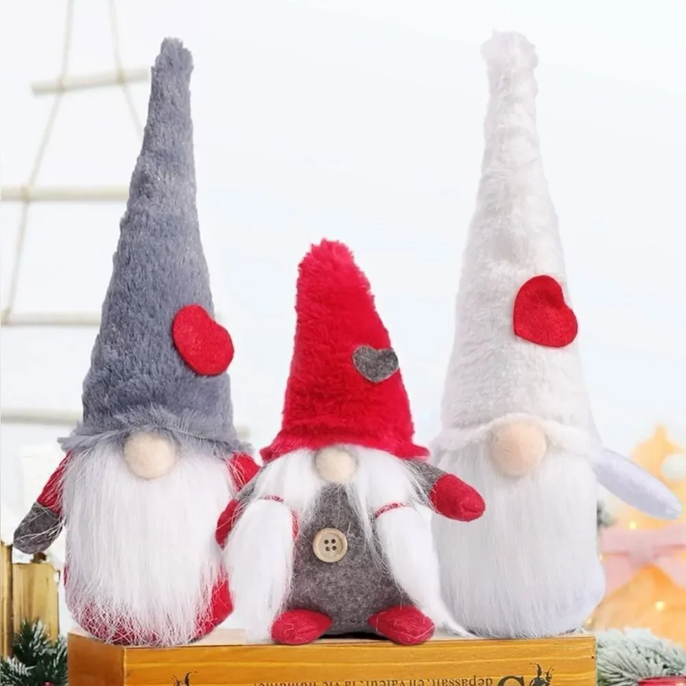 3 Christmas Gnomes Plush Dolls Christmas And Valentine’s Day Decoration NIB